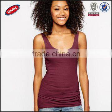 wholesale slim fit ladies 100 cotton tank top with o neck plain gym singlet