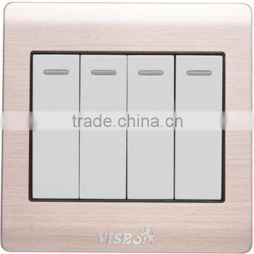 10A 250V 4 Gang 2 Way Shotel Doorbell Touch Panel Switch