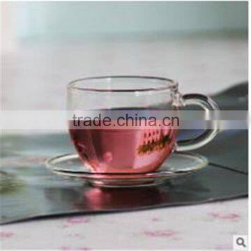 Heat resistant glass,Borosilicate Material and Cups & Saucers Drinkware Type glass Coffee cup set.