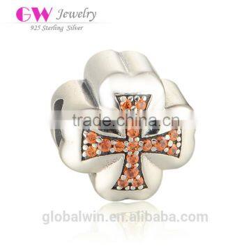 X373 Globalwin 925 Sterling Silver Ankh Bead Landing Charms Paved with Crystal Pendants