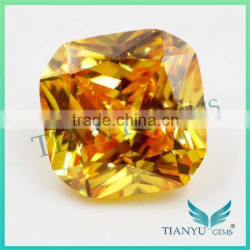 Wholesale Synthetic Zircon Gemstone Suqare Cut Corner L- Gold Yellow Cubic Zirconia Jewelry