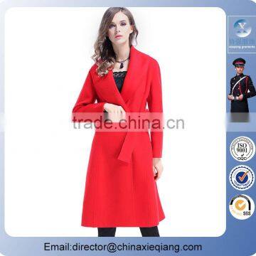 2016 Fashion Belted Trench Red Coat for Women