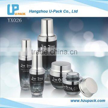 luxury packaging black glass spray cosmetic bottle cosmetic cream jar with pump