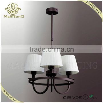 Hot sale European Style wrought iron chandelier fabric shade pendant light