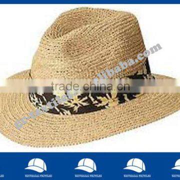natural straw hat with flower ribbon