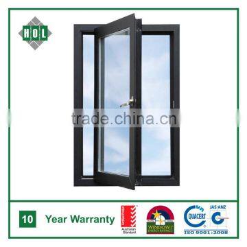 Single sash, side hung window, outward opening, aluminum frame with low-E glass