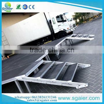 Modular square stage with 4 steps stairs with square legs