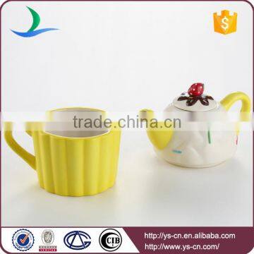 Wholesale Modern Yellow Cup Ceramic Teapot for One Person photo-2