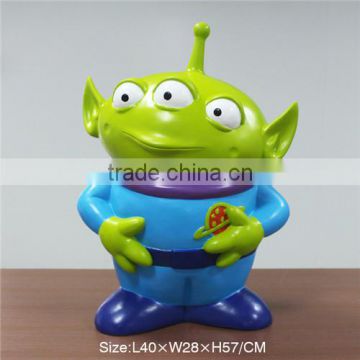 2015 Customized resin alien cartoon statue for garden decor