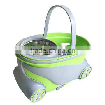 Portable Magic Mop With 2 Wheels SS Bucket Reusable Spin Mop Heads photo-6