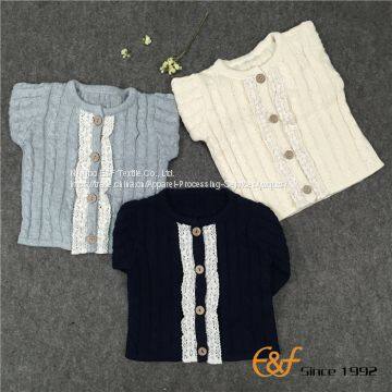 Cotton Lace Illuminative Cardigan With Wooden Buttons photo-2