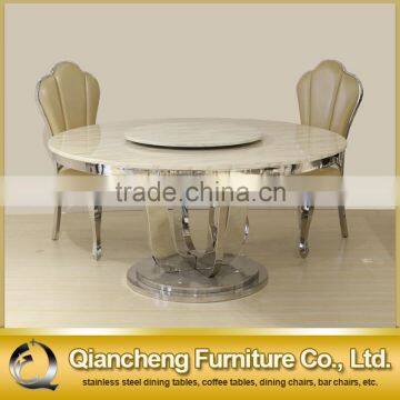 Chines White Dining Table Marble Stainless Steel Base photo-3