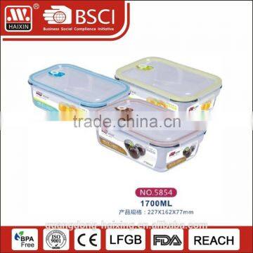 2017 hot sale microwave and oven safe rectangular and vaccum glass lunch box and food container with airtight silicon lid