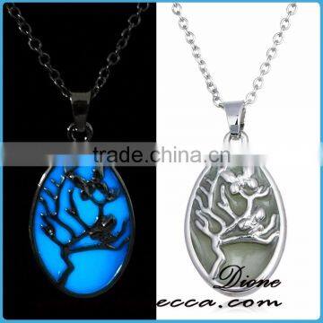 Luminous Necklace Magical Aqua Blue Tree Round Glow In Dark photo-2