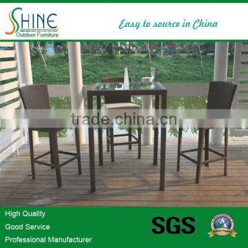 Outdoor Furniture rattan classical bar chair glass bar table set hotel