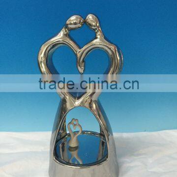 Wedding figurine electroplating ceramic art home decoration music box