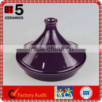 10 inch purple color moroccan ceramic tajine