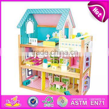 Best design toddlers pretend toys wooden crafted small dollhouse with furniture W06A231