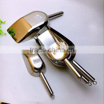 Factory Stainless Steel Ice Bucket Scoop Sugar Shovel Flat Bottom Scoop photo-6