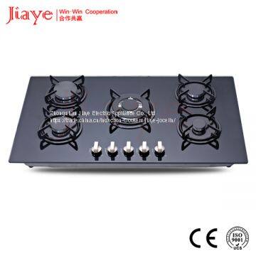 Tempered glass gas hob/90cm kitchen gas stove/Built in 5 burner gas cooker JY-G5017