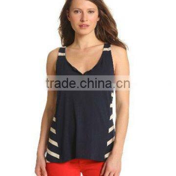 Women's Stripe Racer Back Tank With Side Panels