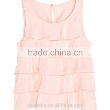 2016 Children Little Girls Flowy Tiered Sleeveless Top HST8035 photo-2