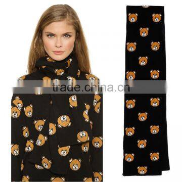 HAODUOYI Women Winter Teddy Bear Pattern Knit Warm Scarf for Wholesale photo-4