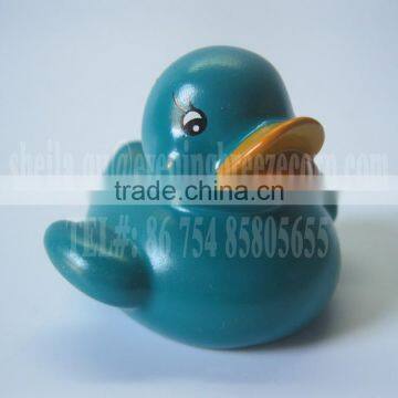 mini dark turquoise duck, dark turquoise rubber duck bath toy, floating dark turquoise bath duck with logo imprint