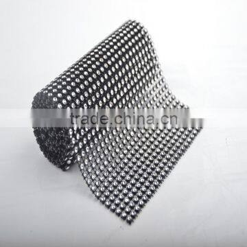 10Yard MOQ Hot Pink 24 Rows Plastic Rhinestone Mesh For Wedding photo-2