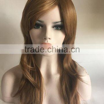 Top Beauty Stock Color Brown Blonde Mix Long Straight Cosplay Women Halve Wig Natural Straight Wigs photo-3