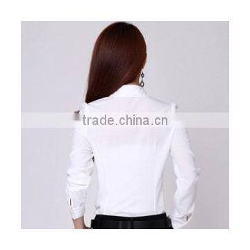 Wholesale White Long Sleeve Ladies Blouses From OEM Factory photo-3