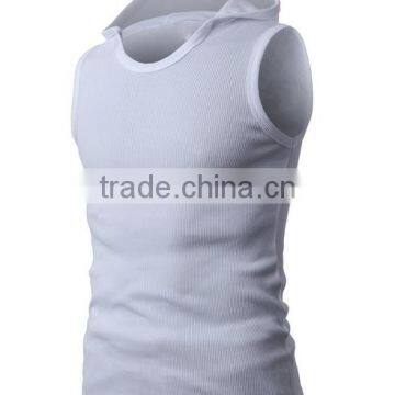 OEM New Design Cotton Plain Mens Wholesale Sleeveless Hoodie Stringer Vest photo-4