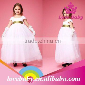 Baby Girls White Party Wedding Elegant Short Sleeves Maxi Dresses