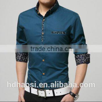 100% Mercerized Cotton Mens Shirts With Printed Patchwork Design Wash and Wear Dress Shirts Long Sleeve Dress Shirt photo-2