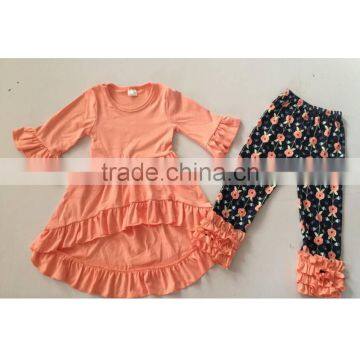 Persnickety Children's Clothing Wholesale Fall Girls Cotton Hi-Low Tops And Flower Pants Outfits