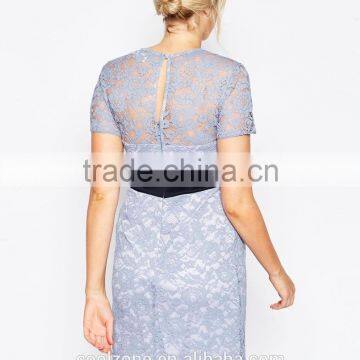 Contrast Waistband Bodycon Fit Lightweight Lace Preganat Women Dresses