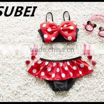 Children's Swimsuit Girls Swimsuit Big Wave Point Split Child Bikini Two-piece Swimsuit Children Swimming Cap photo-2