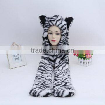 fake fur hat plush cartoon cap faux fur hat scarf gloves animal hat