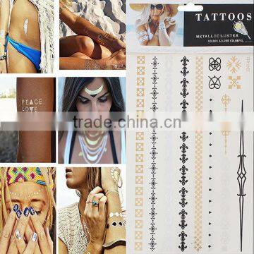 Non-toxic Removable Waterproof Temporary Tattoo Metallic Water Transfer Temporary Tattoo Sticker Paper