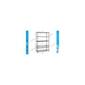 Black Chrome Mobile Wire Shelving Display Stand for Bulk Storage