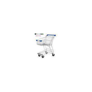 Small Wire Mesh Shopping Trolley Carts For Grocery Store , Blue Handle With Logo 60KGS