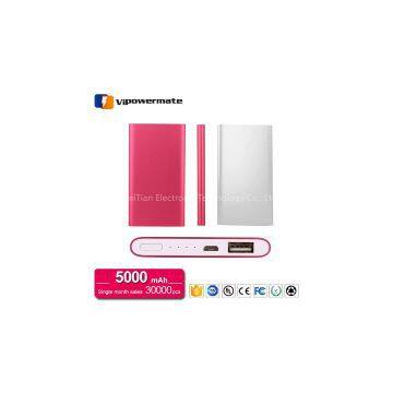 Factory wholesale price aluminum alloy 5000mAh super slim phone power bank