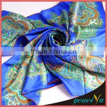 High Quality Hand Hemmed Printed Silk Islamic Scarf