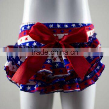 Fashion Infant Outfit Ruffle Baby Girls Satin Bloomer 4th of July Festival Wearing For Kids