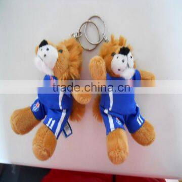 10cm mini plush lion keychain with metal keyring