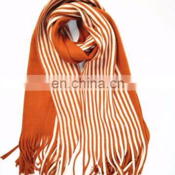 Stripe Woolen Shawl Lovers Tassel Winter Imitation Cashmere Knitted Vertical Thick Scarves photo-3