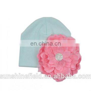 2016 Trendy Newborn Cute Hat Girl Boy Infant Hat Baby Beanies With Elegant Lace Rhinestone Peony Flower photo-3