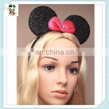 Glitter Sparkly Black Minnie Mouse Ears Bows Party Headbands HPC-0784