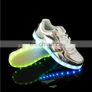 Wholesale Shining Mirror Finish PU Leather Street Dance Night Club LED Shoes photo-2