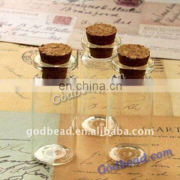GB38wholesale Likable 50x22mm Wishing Bottle! Clear Glass Tiny Wishing Bottle Vials Pendants With Corks